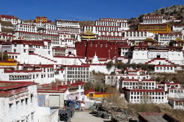 In Lhasa with tour and drive to Ganden Monastery 3,830 m.